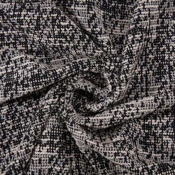 Tweed Fabric 3 Yards Black White Herringbone Boucle Knit 62"