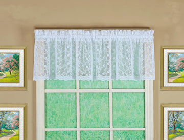 Priscilla Lace Bridal Valance, White, 60" W x 12" L