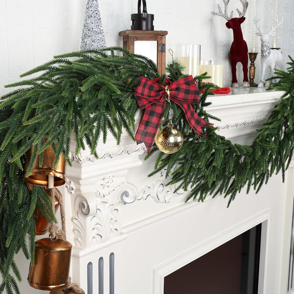 16FT Realistic Christmas Garland Pine Garland Real Touch Green Artificial Greenery Garland Artificial Pine