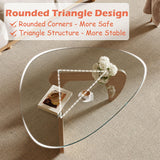 Modern Coffee Table and Small Spaces, 43.3" x 29.5" x 15.8" Triangle Tempered Glass Table Top and Eco-Friendly Solid