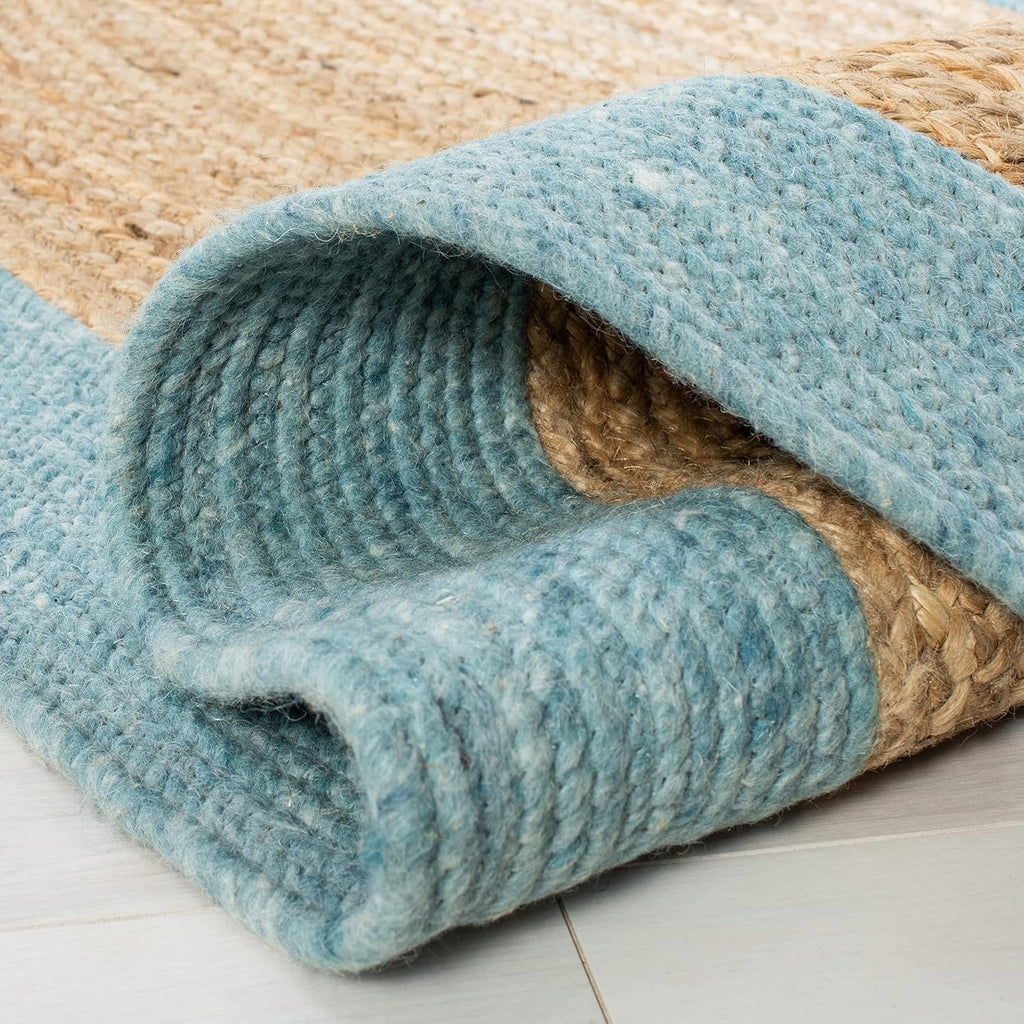 Braided Oval Rug 5x7, Wool Blue & Brown BRD910M