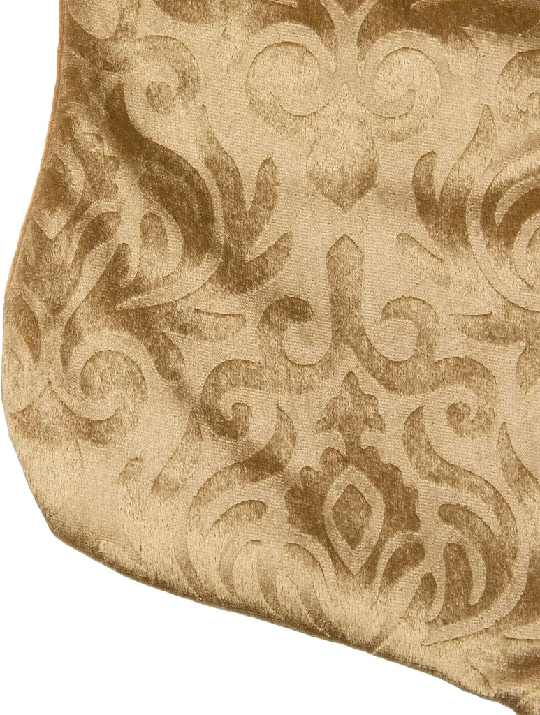 20.5" Gold Etched Velvet Christmas Stocking Glitter Print Trim
