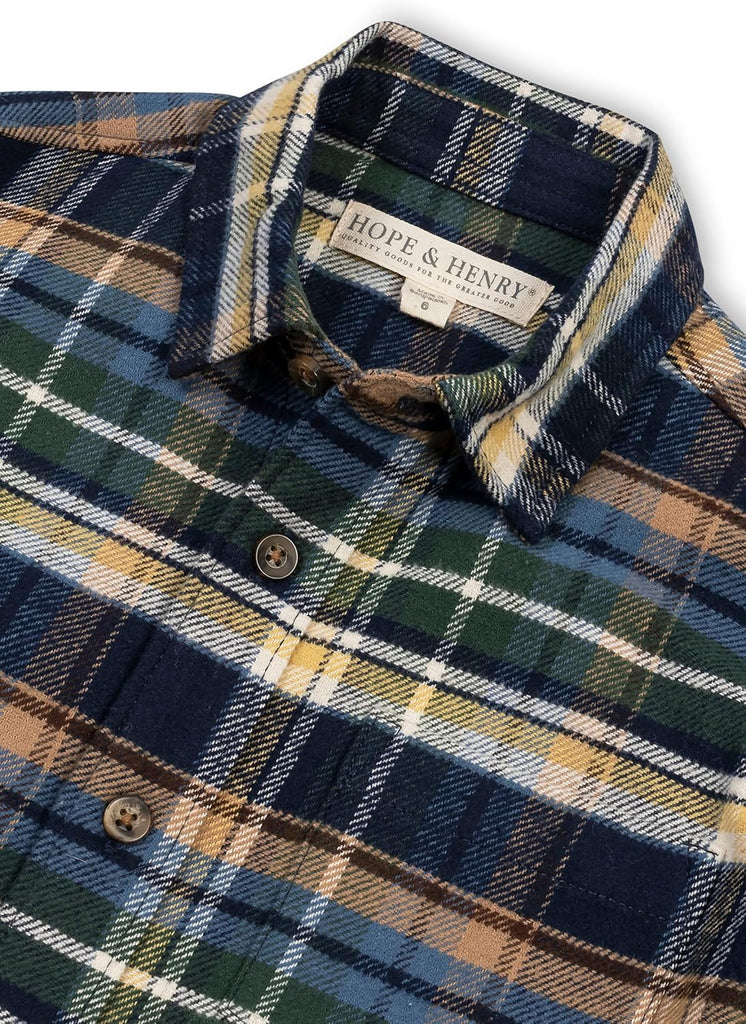 Boys' Long Sleeve Brushed Cotton Flannel Button Down Shirt