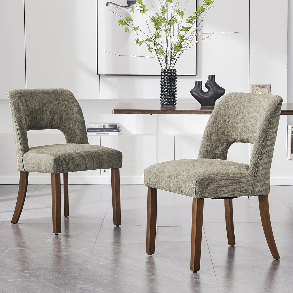 Wooden Dining Chairs Set of 2, Modern Fabric Upholstered Dining Room Chair Kitchen Chairs, Farmhouse Dinner Chair for