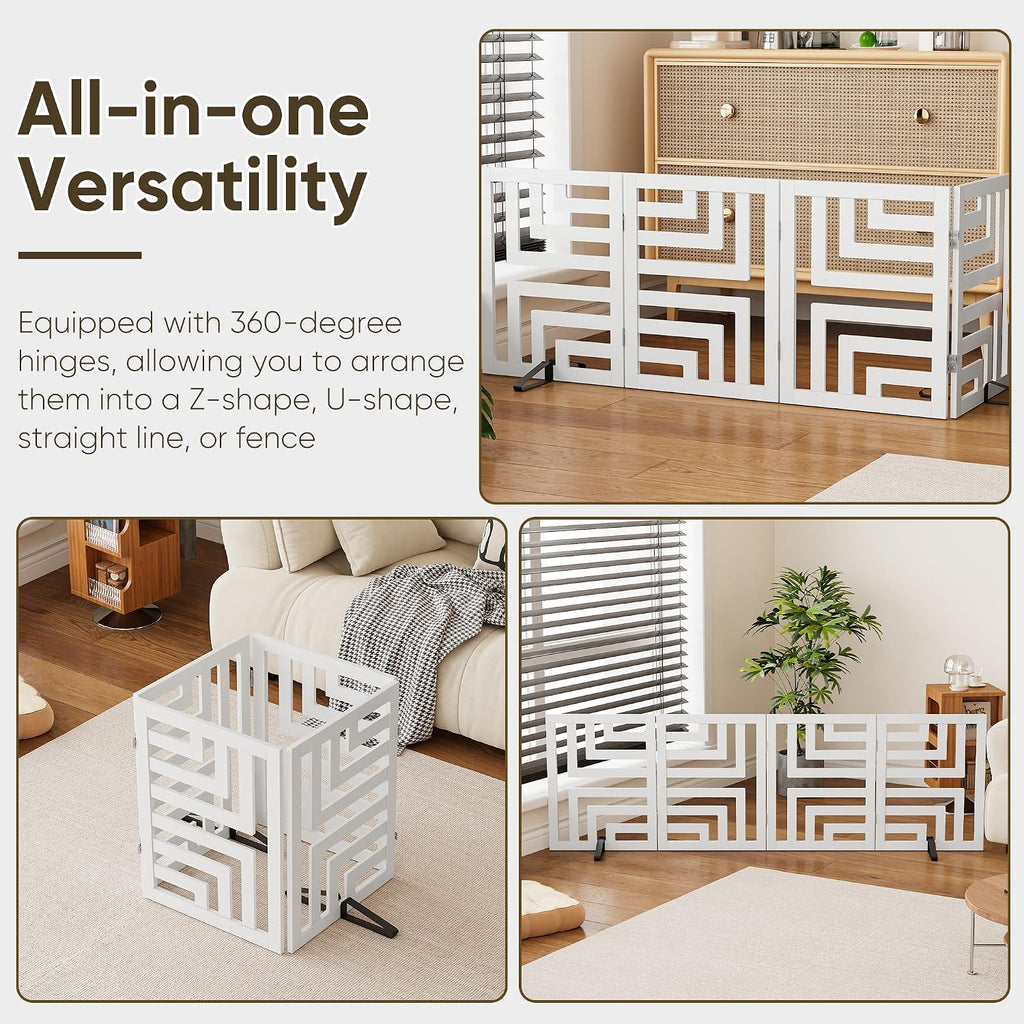 Dog Gate, Wooden Dog Gates for Doorways House and Stairs, Freestanding Pet Gate for Dogs, Puppy Fences Indoor