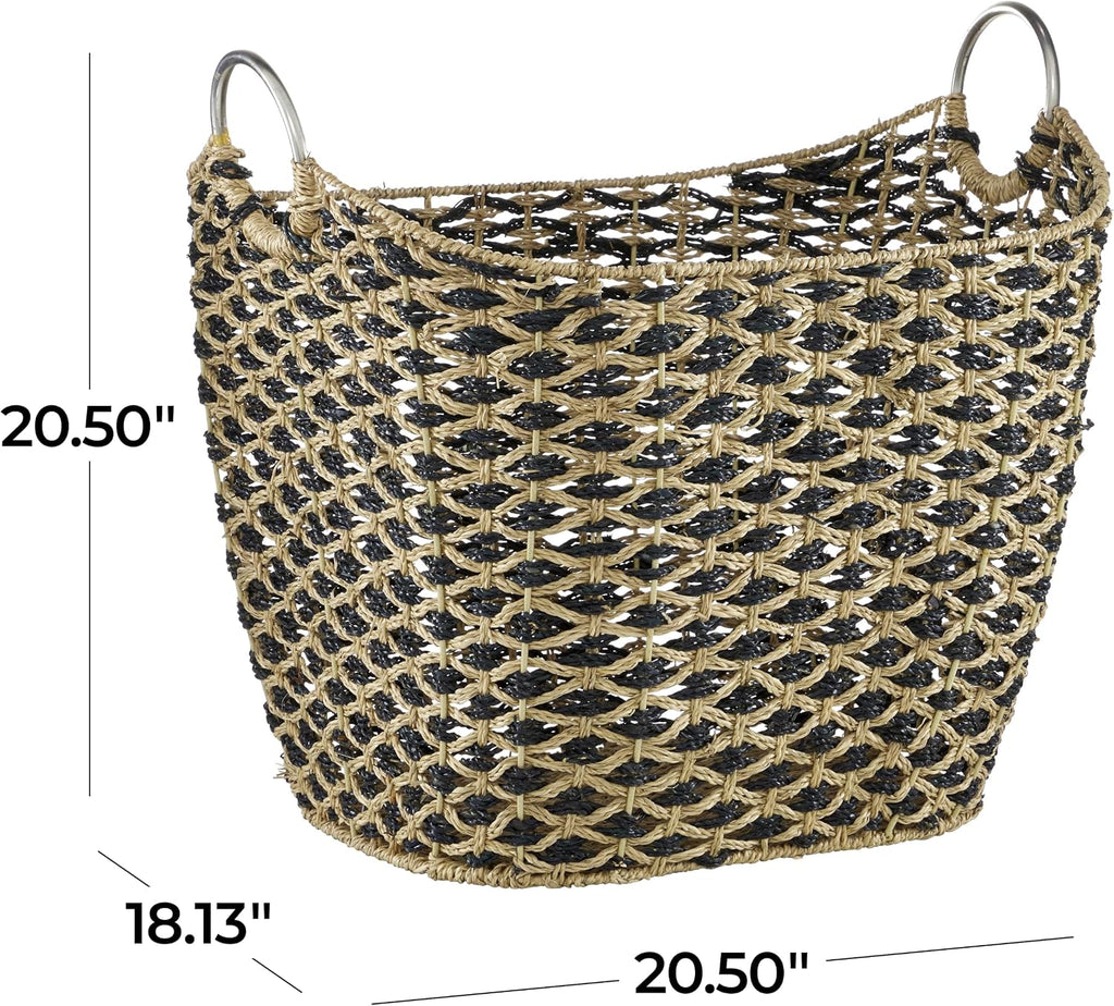 79 Seagrass Handmade Decorative and Functional Storage Basket Basket Organizer with Handles, Basket for Storage 21" x