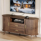 60" Sideboard Buffet Cabinet with Storage, Sliding Door & Adjustable Shelf