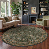 Round Rug 8ft-Machine Washable Area Rugs Non-Slip for Bedroom, 8x8 Vintage Floral Rug Distressed Thr