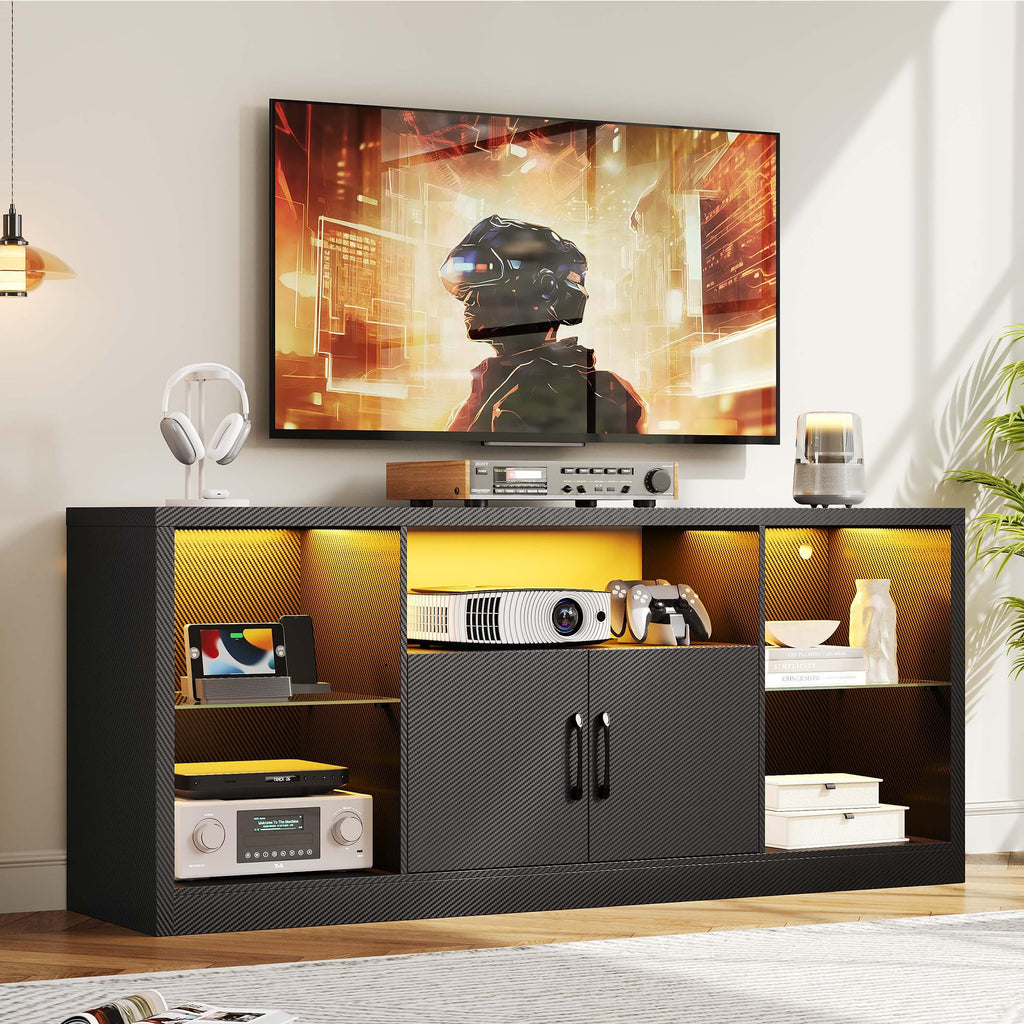 59" TV Stand for TVs up to 65", LED Entertainment Center, Black