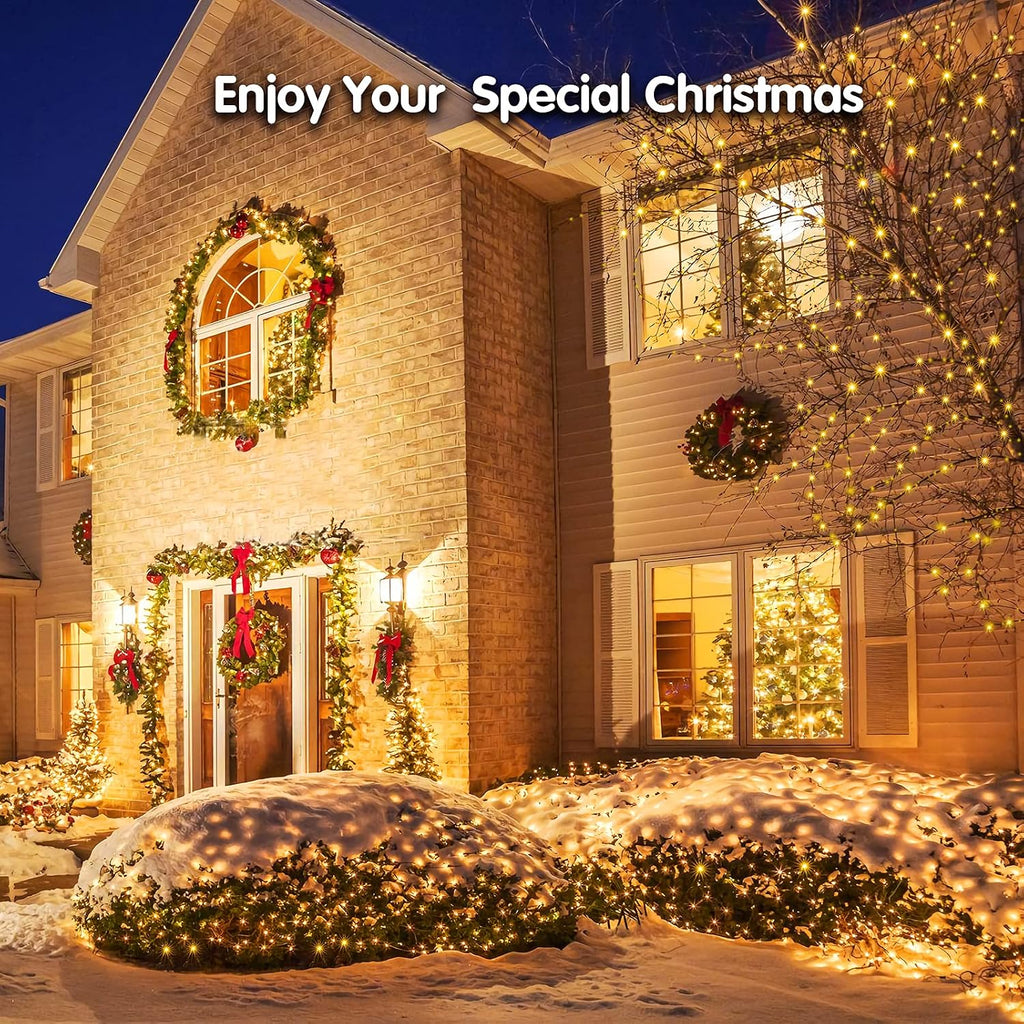 Christmas Lights Outdoor 360 LED 9.8ft x 6.6ft Christmas Net Lights with 8 Modes, UL Certified, Timer, Connectable