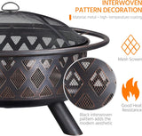 Fire Pit 36in Outdoor Wood Burning Fire Pits Wood Large Fire Bowl for Outside BBQ Bonfire Patio with Mesh Spark Screen, Poker and Rain Cover - Image 4