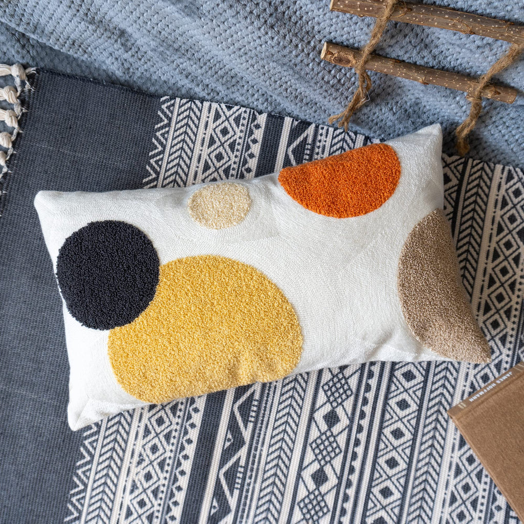 Lumbar Throw Pillow Cover, Boho Tufted Mid Century Rectangle Pillowcase for Modern Bedroom Living Room, Abstract