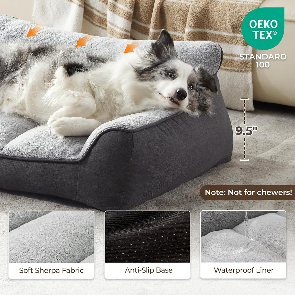 XL Extra Thick Orthopedic Bolster Dog Bed for Large Dogs