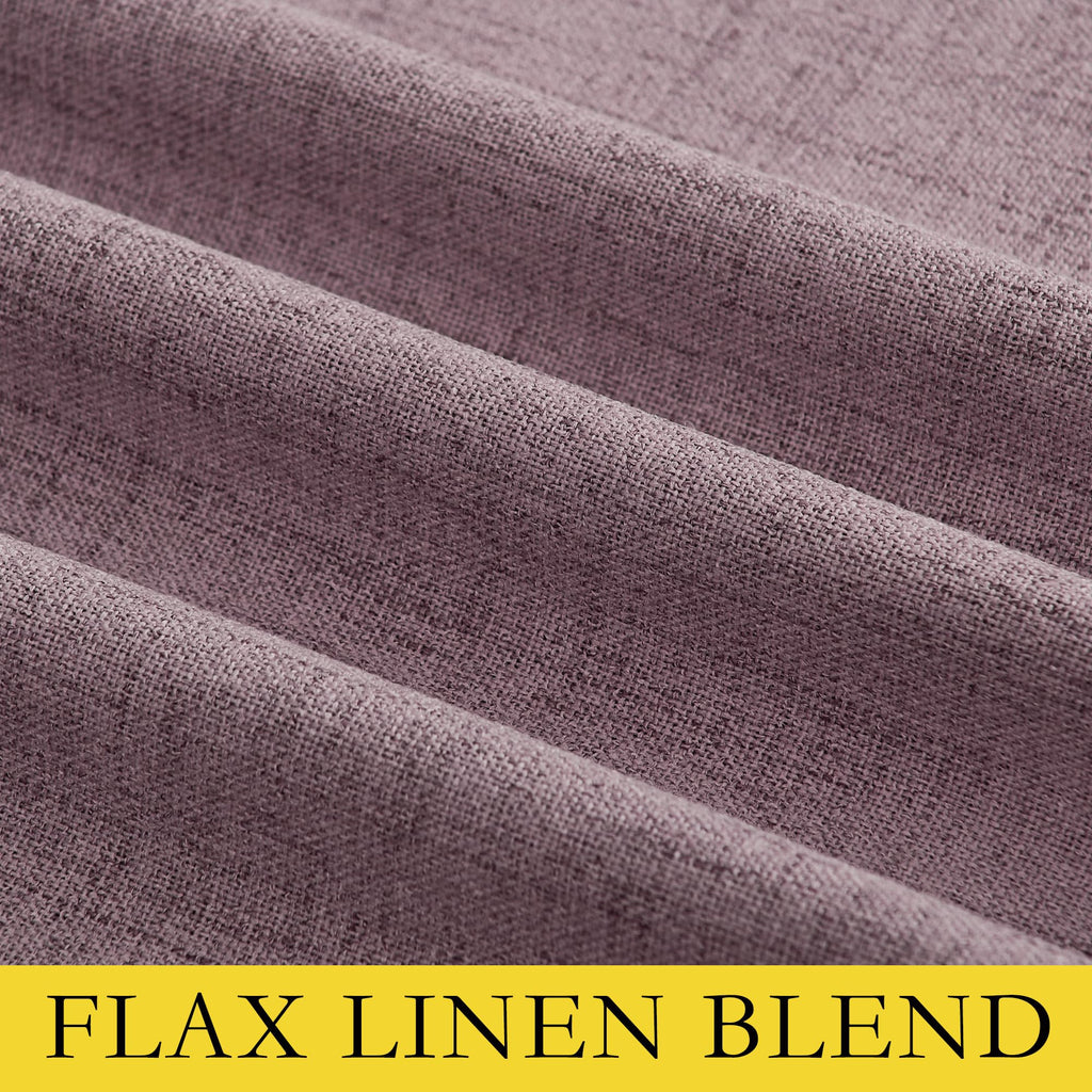 Chaise Mauve Vintage Linen 100% Blackout Curtains, Thermal Insulated Curtains 95" Long, Noise Reducing Window