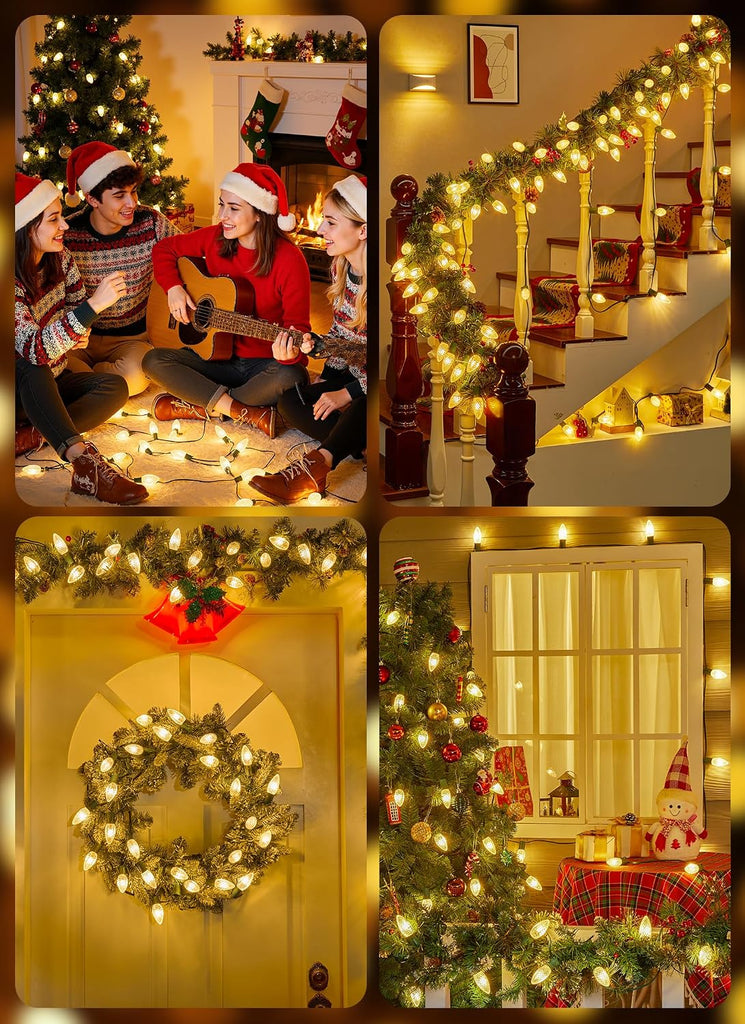 C9 Christmas String Lights, 100FT LED Warm White Outdoor Lights