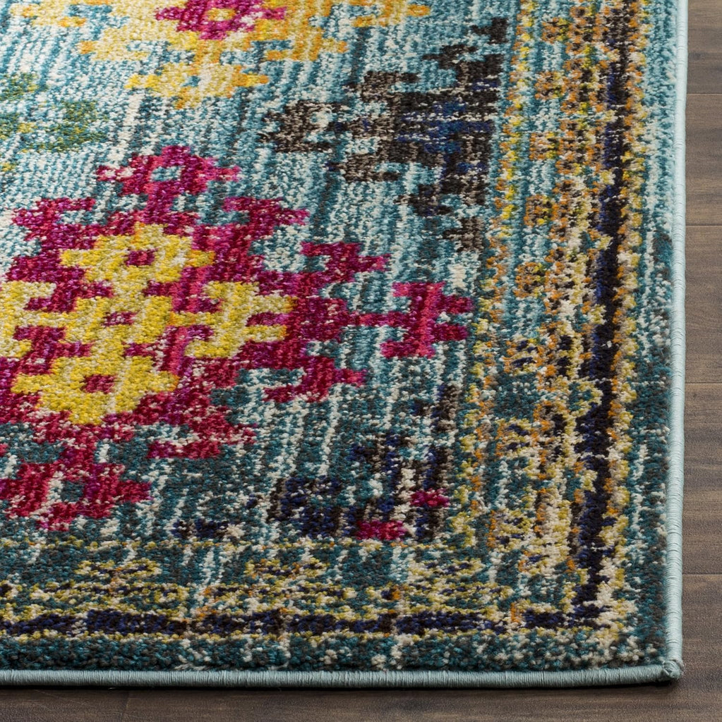Monaco Collection Accent Rug - 4' x 5'7", Blue & Multi, Boho Diamond Trellis Design, Non-Shedding & Easy Care, Ideal