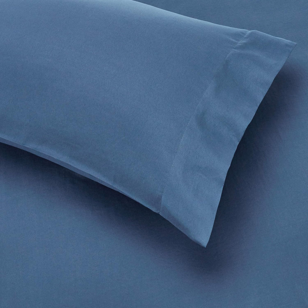 Twin/Twin XL Comforter Set with Sheets, 5-Piece Blue Calvin Striped Bedding, Lightweight Microfiber Bed-in-a-Bag