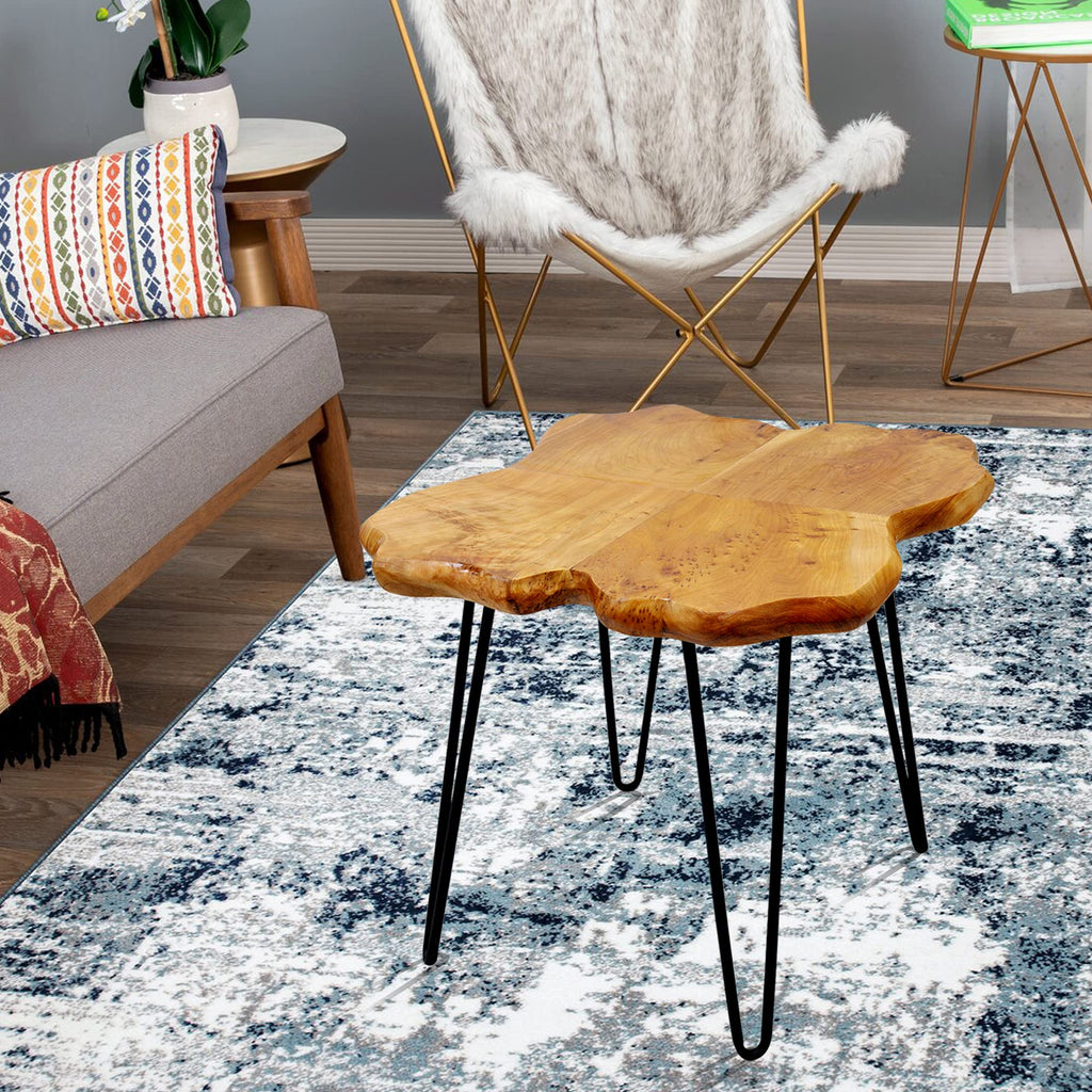 Cedar Natural Wood Live Edge Coffee Table 21" x 21" x 21" H Accent Vintage Wooden Side Tables Solid Rustic Plant