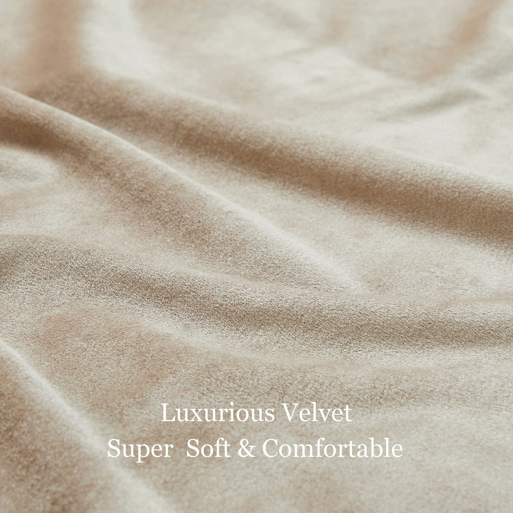 Luxury Beige Champagne Velvet 96 inch Curtains 2 Panels, Floor to Ceiling