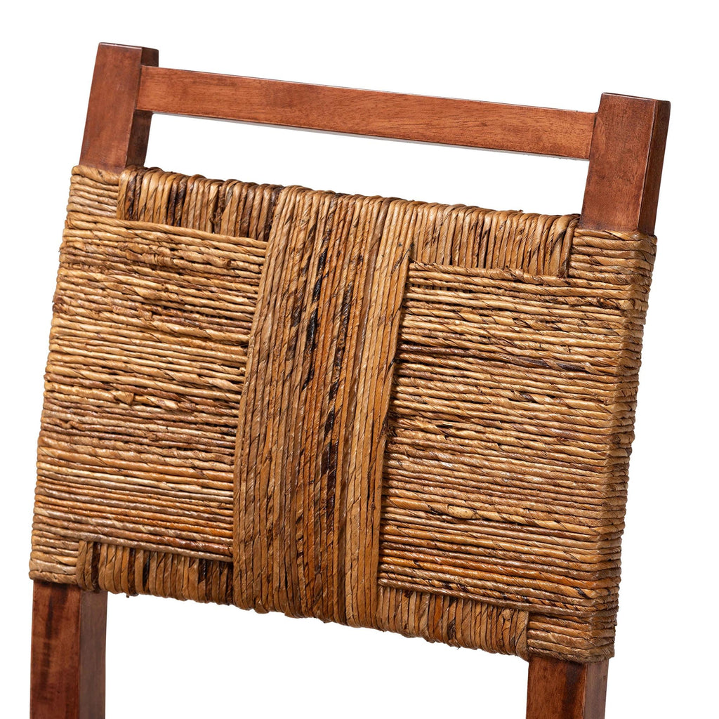 Chabela Handwoven Seagrass Dining Chair Set of 2- Solid Mango Wood Frame with Woven Seat and Backrest, Rustic Boho