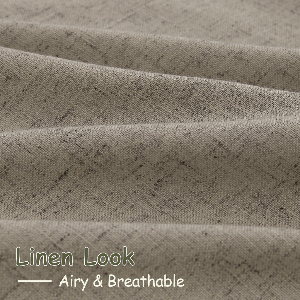 Mocha Linen Curtains 90 Inch Length 2 Panels Set Rod Pocket Back Tab Window Drapes Light Filtering Modern Farmhouse