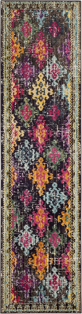 Monaco Collection Runner Rug, Multi, Boho Diamond Trellis Design, Non-Shedding & Easy Care, Ideal for