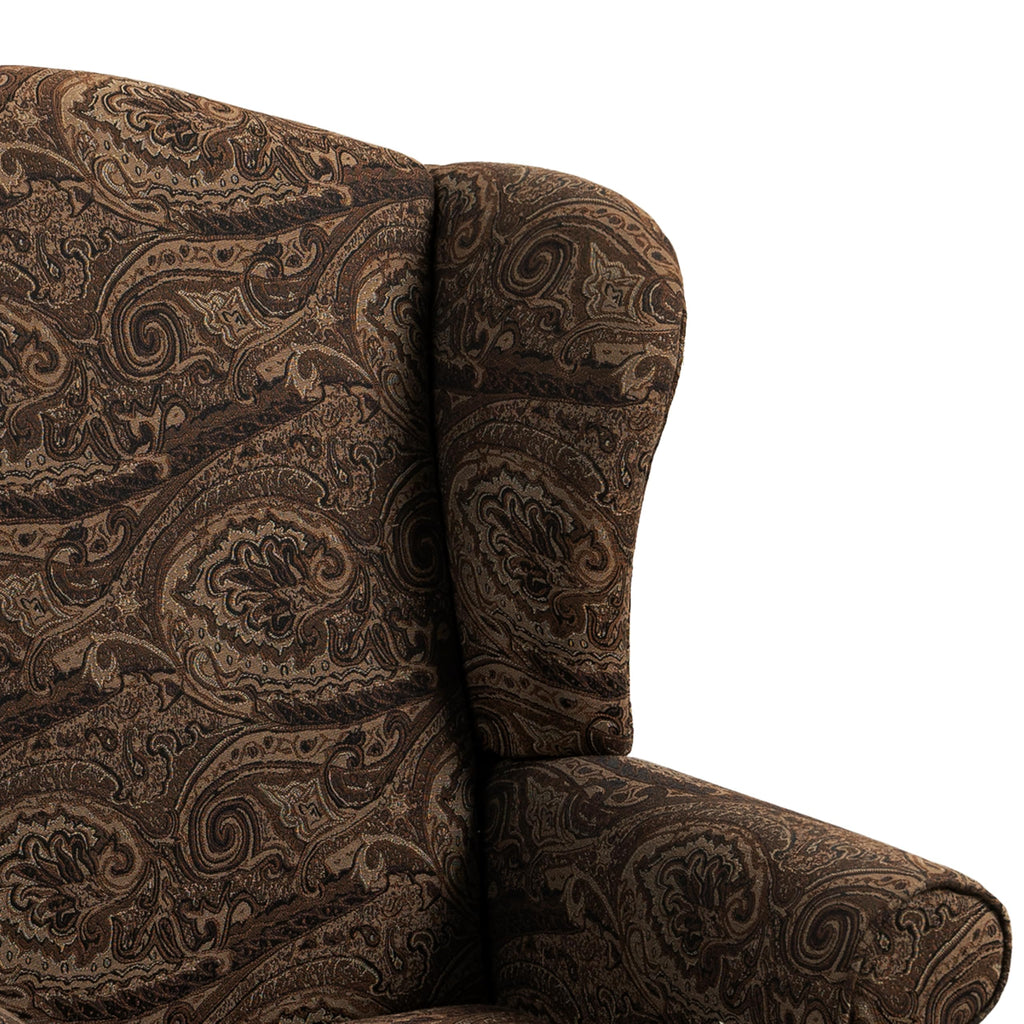 High Back Accent Chair, Fabric Pattern Wingback Armchair, Cranberry