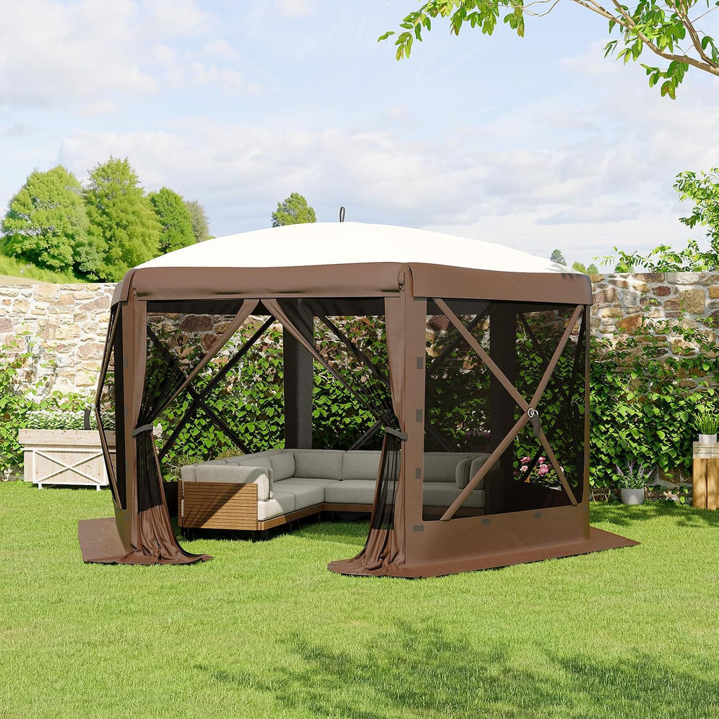 13FT Pop-Up Gazebo 6-Sided, Outdoor Canopy Tent with Mosquito Netting & Removable Wind Cloths Parties, Outdoor Events