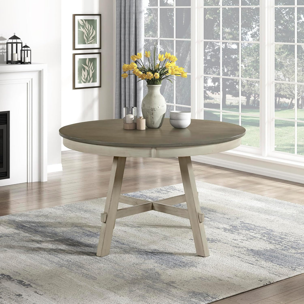 48 Inch Dia. Modern Round Dining Table, Wooden Kitchen Table, Seats for 4 People, Space Saving, for Kitchen, Dining