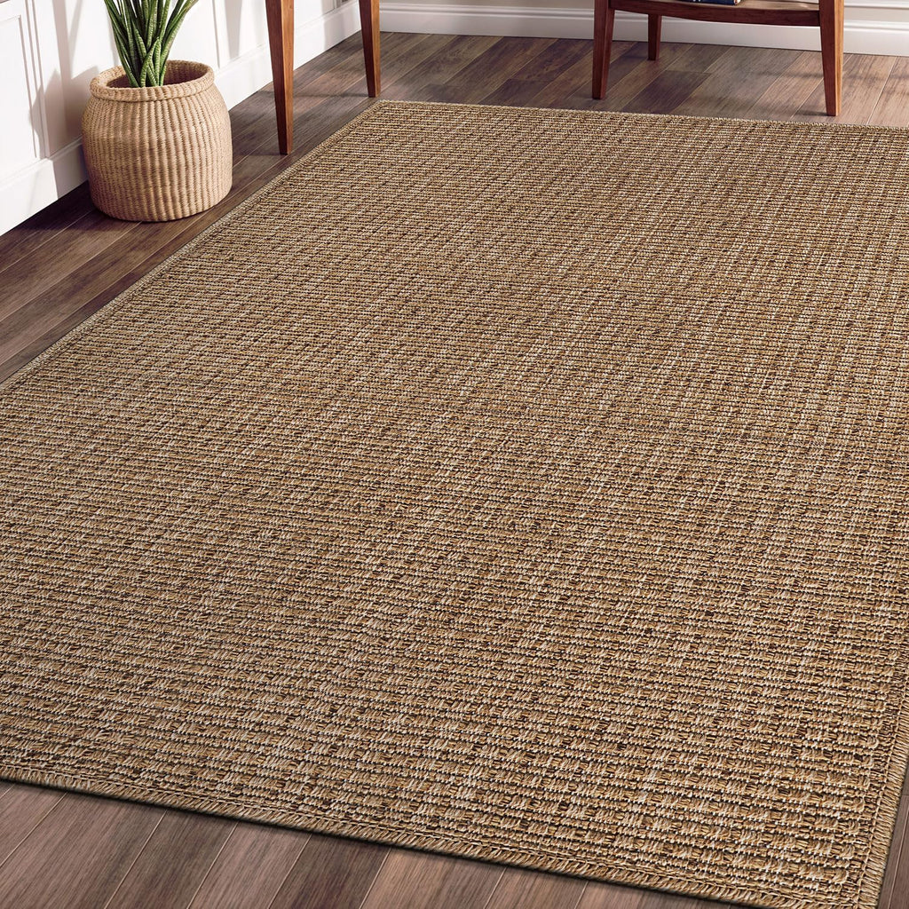 Easy Jute Natural Rug 6x9 Solid Washable Durable Outdoor Indoor Area Rugs for Living Dining Room Patio Office Stain