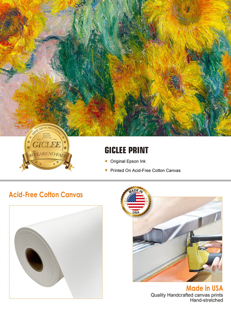 Claude Monet Canvas Wall Art, Sunflowers, 24x20''
