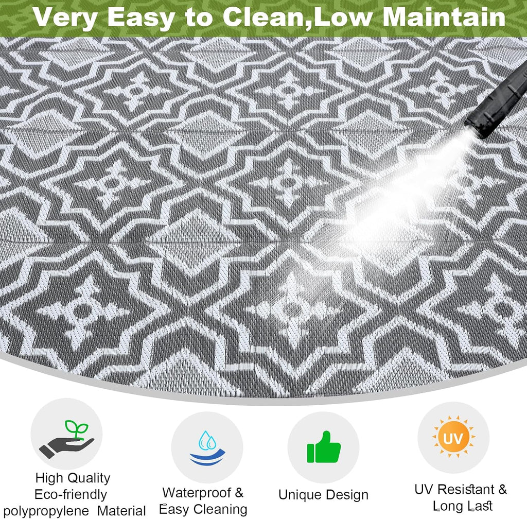 Outdoor Rug for Deck Waterproof,Outdoor Plastic Straw Camping Rug Reversible Mat for,Porch, Balcony Rv Camping