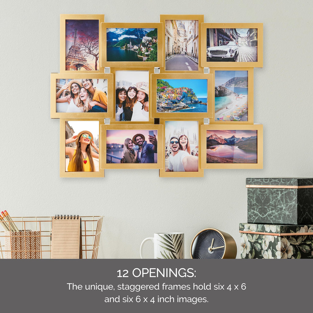 12 Opening 23.5x18 Gold Collage Picture Frame for Wall