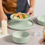 8 Piece Plates and Bowls Set, Kitchen Dinnerware Sets with Pasta Bowls, Dinner Ware Dishes Service for 2