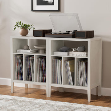 Record Player Stand Set of 2 with Vinyl Record Storage Holds up to 180 Albums, Large Turntable Stand Dispaly Table