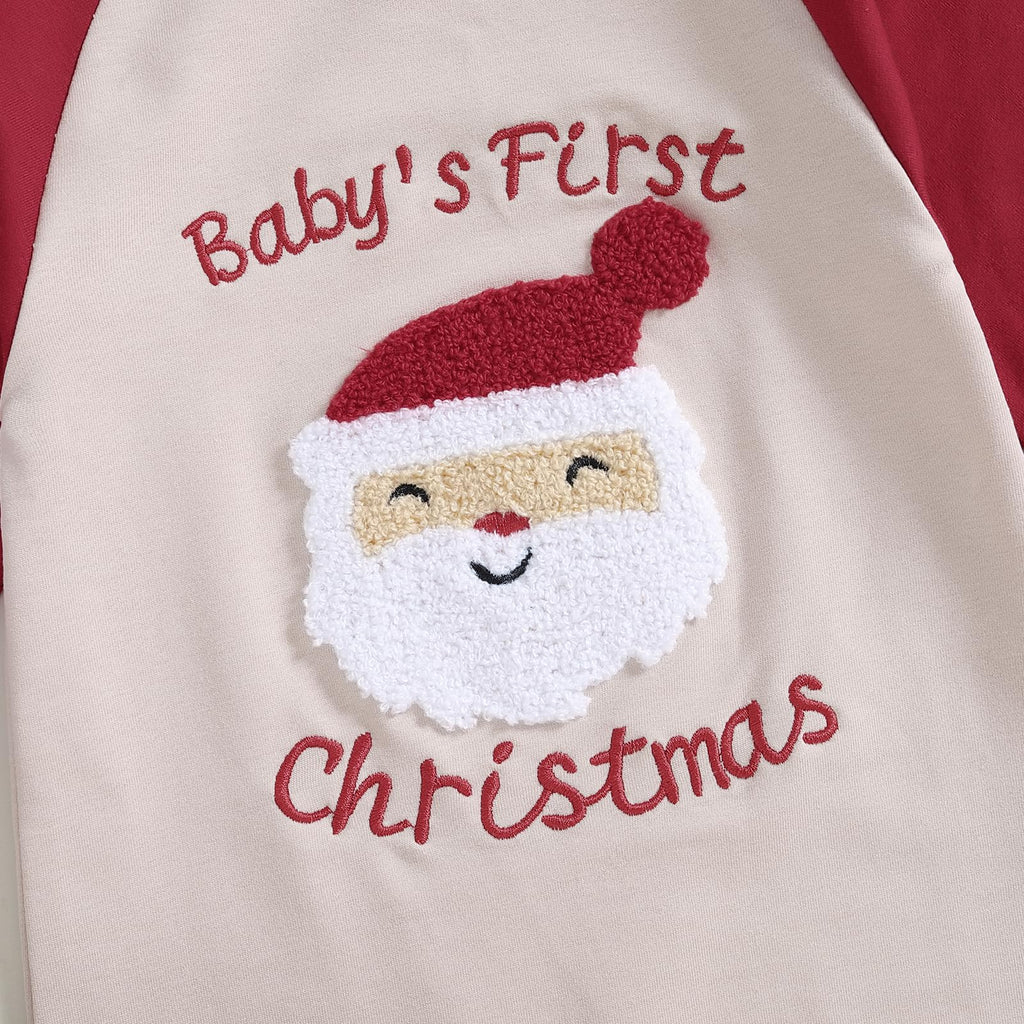Baby Christmas Outfit Boy Girl Letter Print Romper Jumpsuit Long Sleeve Playsuit Newborn Fall Winter Clothes (Baby's