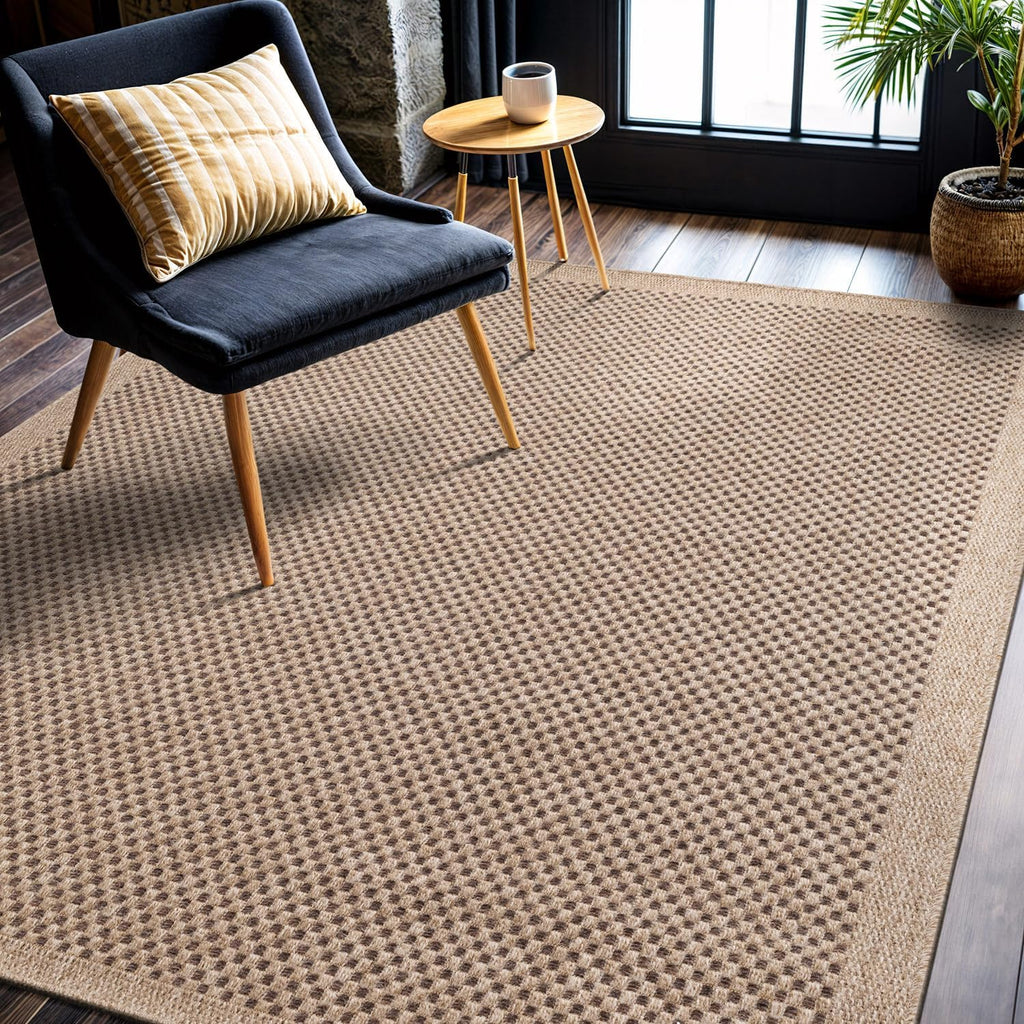 Easy Jute Rug, Indoor Outdoor Natural Color Fiber Area Rugs Patio and Kitchen Rug, Sisal Boho Woven Design