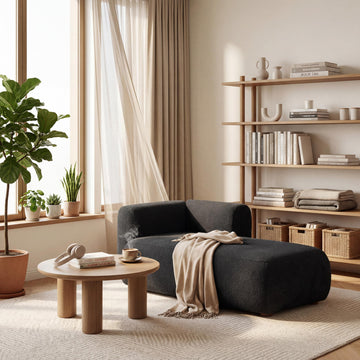 Boucle Upholstered Right Facing Chaise Lounge Indoor Bedroom, Comfy Single Chaise Lounge Modern Leisure Recliner
