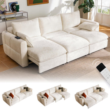 103" Electric Pull Out Sleeper Sofa Bed, 2in1 Power Extendable Couch Bed