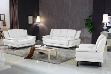 Milano Contemporary Leather Sofa Set (White)