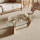 Modern Coffee Table and Small Spaces, 43.3" x 29.5" x 15.8" Triangle Tempered Glass Table Top and Eco-Friendly Solid