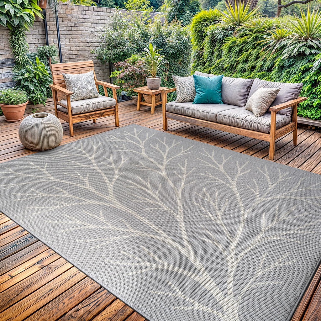 Washable Indoor Outdoor Rug 6x9 Modern Area Rugs Branch Pattern Non Shedding Waterproof Easy Clean Patio Deck Porch