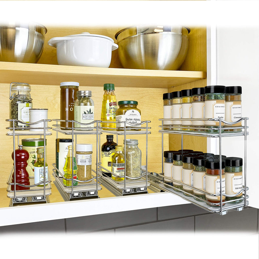 Pull Out Spice Organization for Cabinets - 4-3/8 inch Wide - Spice Rack for Inside Cabinets, Slide Out Spice Rack