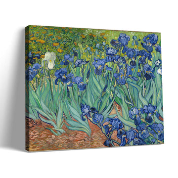 Irises by Van Gogh - Canvas Wall Art Framed Oil Painting Reproduction, High-Definition Scanned for Authentic Texture
