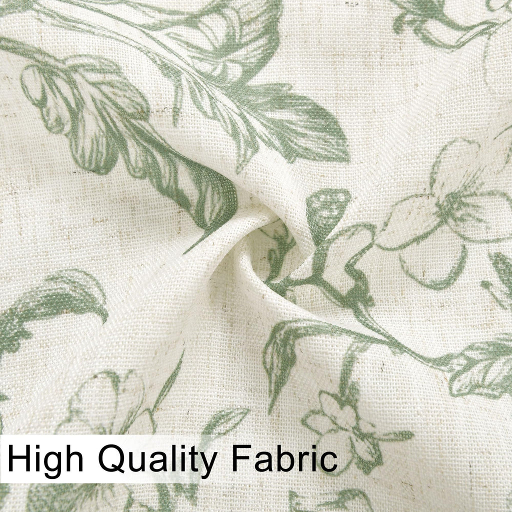 Linen Kitchen Valance, Floral Print Curtain for Small Window, Light Filtering Drapes for Farmhouse Window Decor, Rod