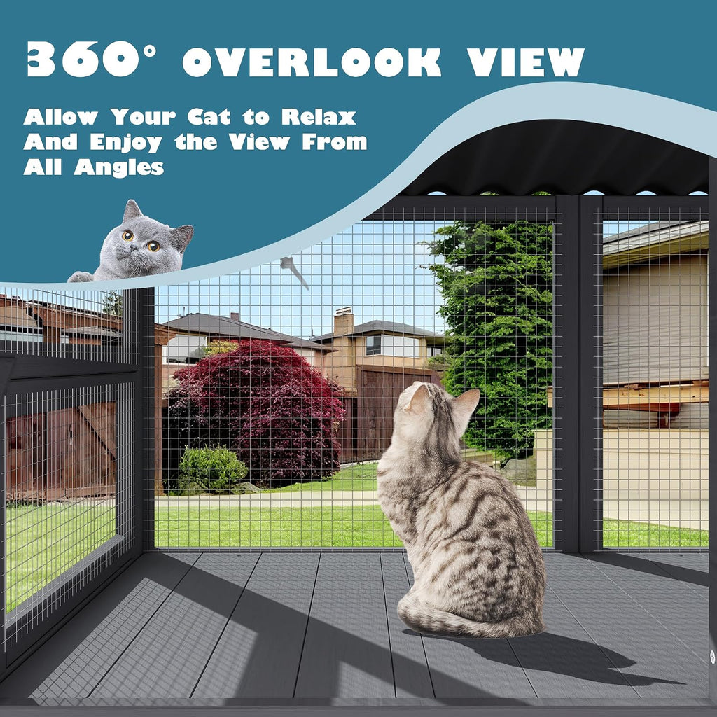 Cat Catio Cat Windows Perch for Indoor Cats, Gray, 82.6" L
