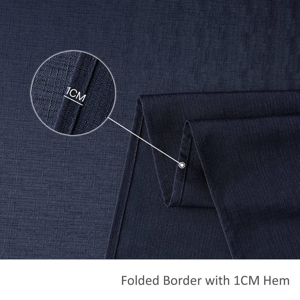 2 Pack 60 x 84 Inch Navy Faux Linen Textured Rectangle Tablecloth Water Resistant Wrinkle Free Spill-Proof, Soft