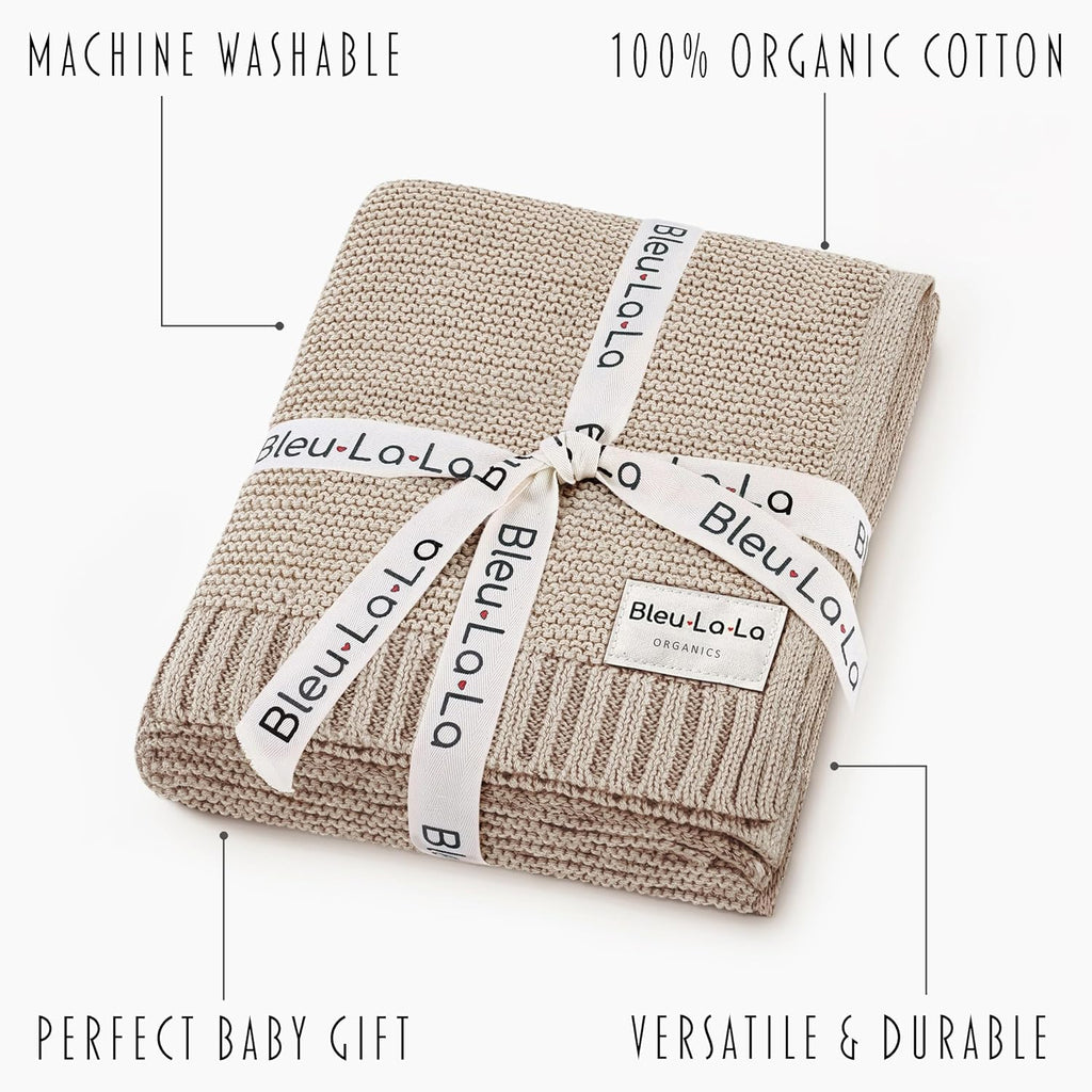100% Organic Cotton Heritage Knit Textured Baby Quilt Blanket - Signature Heritage Knit, Soft Breathable Newborn Baby