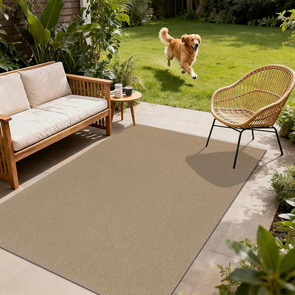 Easy Jute 5x7 ft Outdoor Washable Rug Non Slip Woven Texture Durable Farmhouse Rug for Entryway Pati
