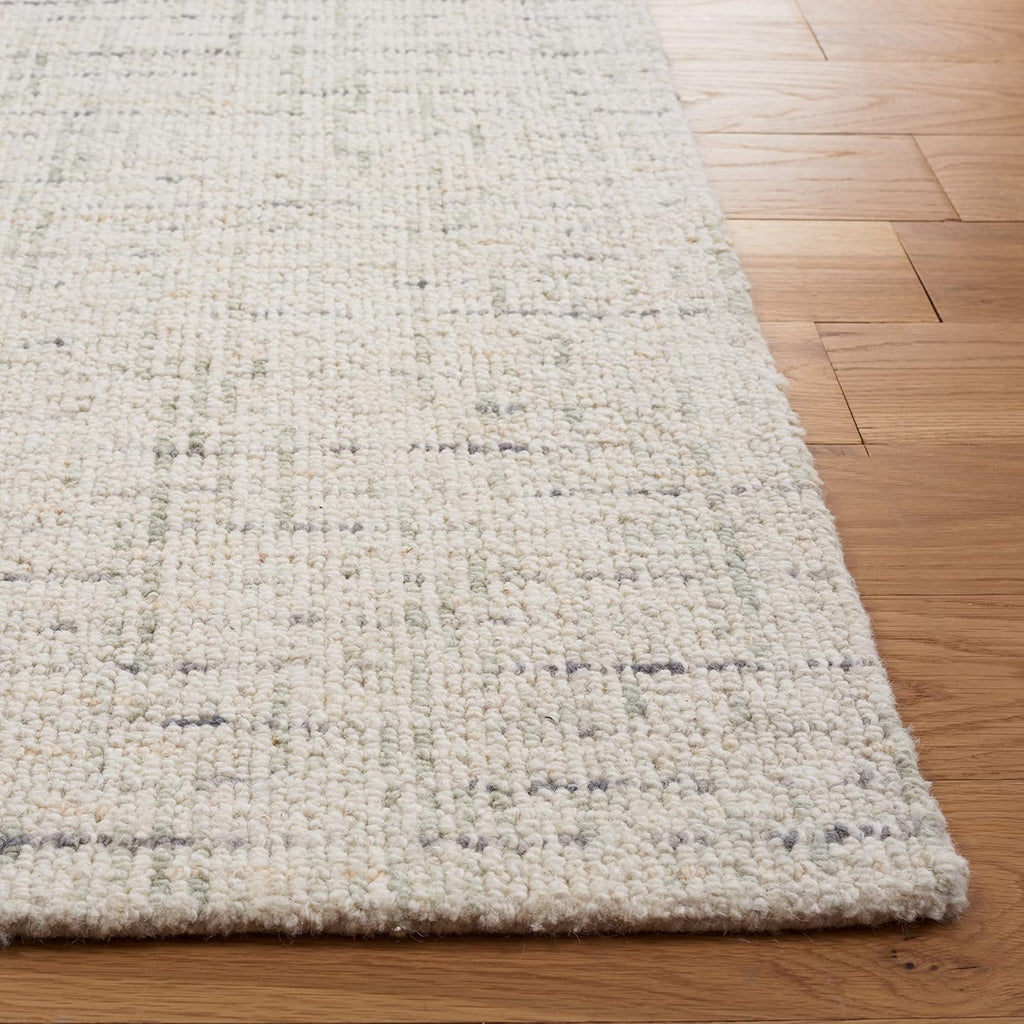 Abstract Area Rug - 10' x 14', Ivory & Light Grey, Handmade Wool